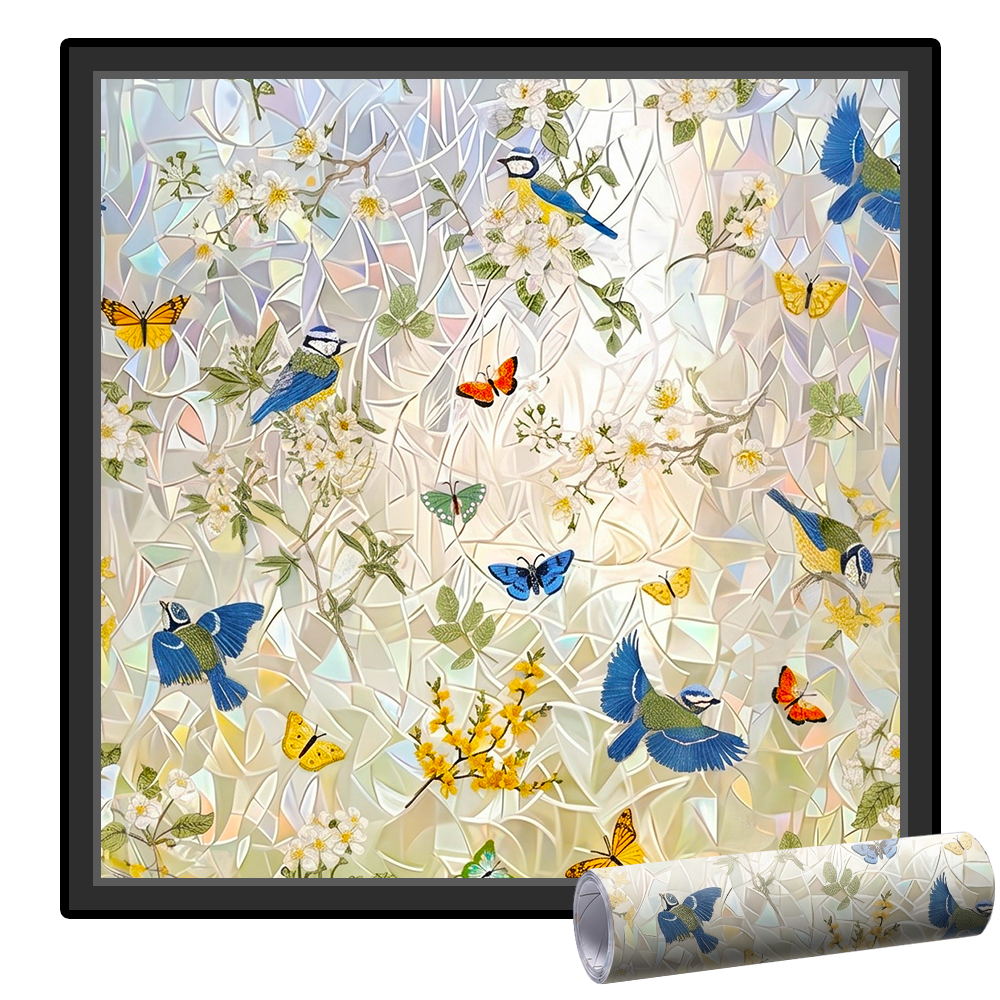 Daphtora® Floral Glass Rainbow Window Film 17.5 x 47.2 Inch