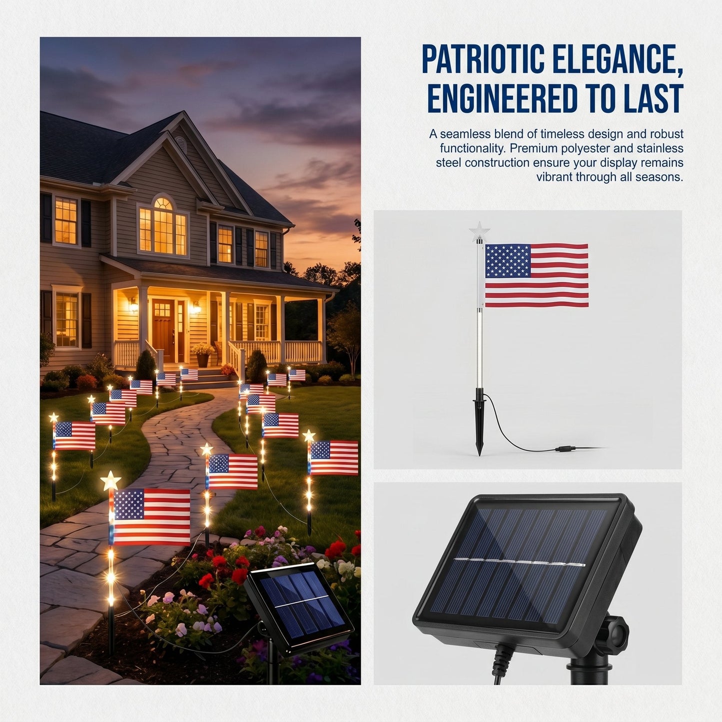 🇺🇸🎆Daphtora® 4th of July Outdoor American Flag Solar Lights🇺🇸