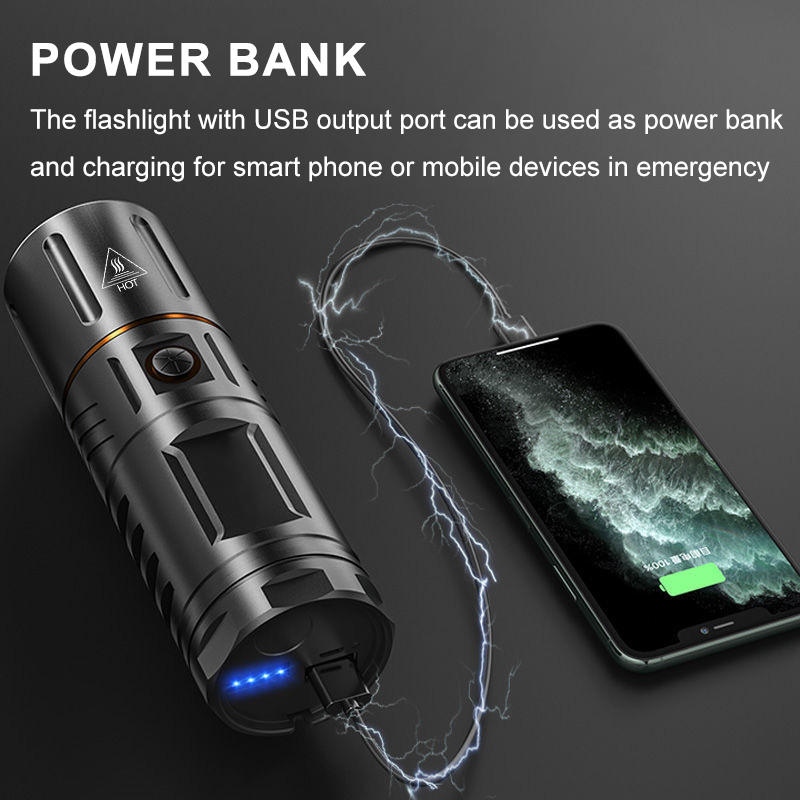 Daphtora® NightPiercerX1 Rechargeable High Lumens IPX6 Waterproof LED Flashlight