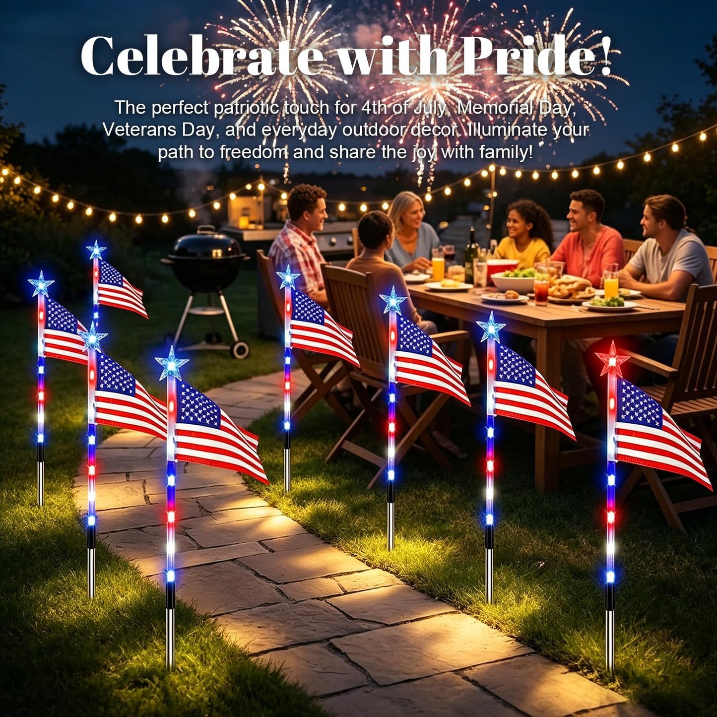 ⭐️Daphtora® 4th of July Outdoor American Flag Solar Lights🇺🇸