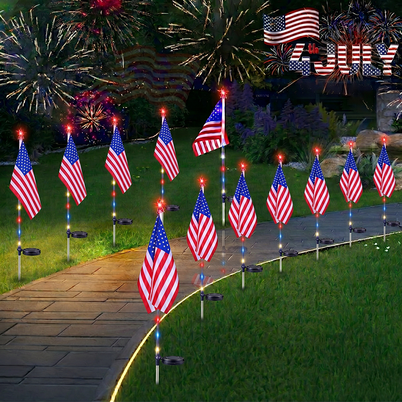 🇺🇸🎆Daphtora® 4th of July Outdoor American Flag Solar Lights🇺🇸