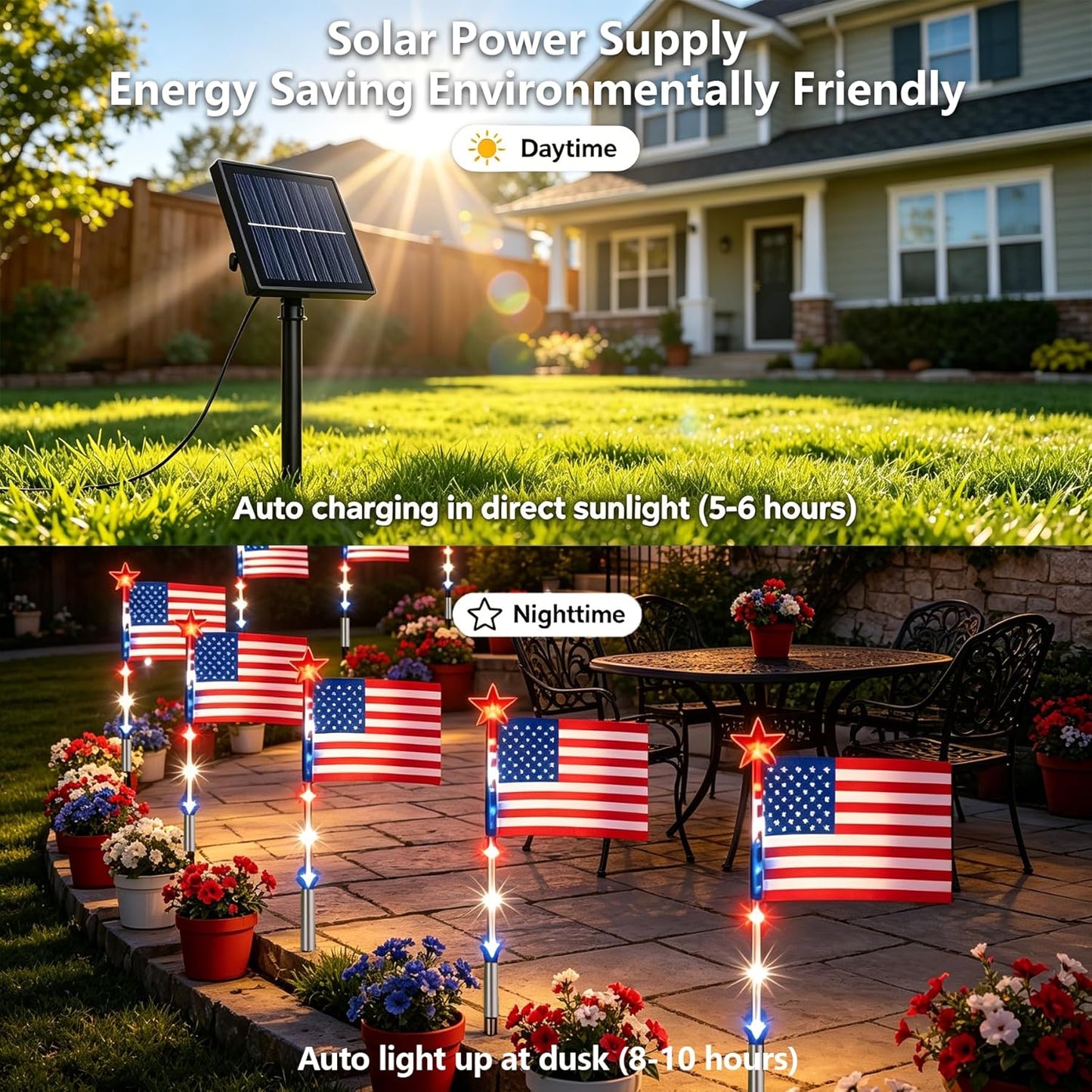 ⭐️Daphtora® 4th of July Outdoor American Flag Solar Lights🇺🇸