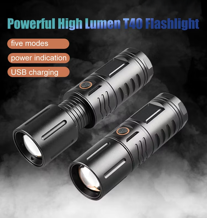 Daphtora® NightPiercerX1 Rechargeable High Lumens IPX6 Waterproof LED Flashlight