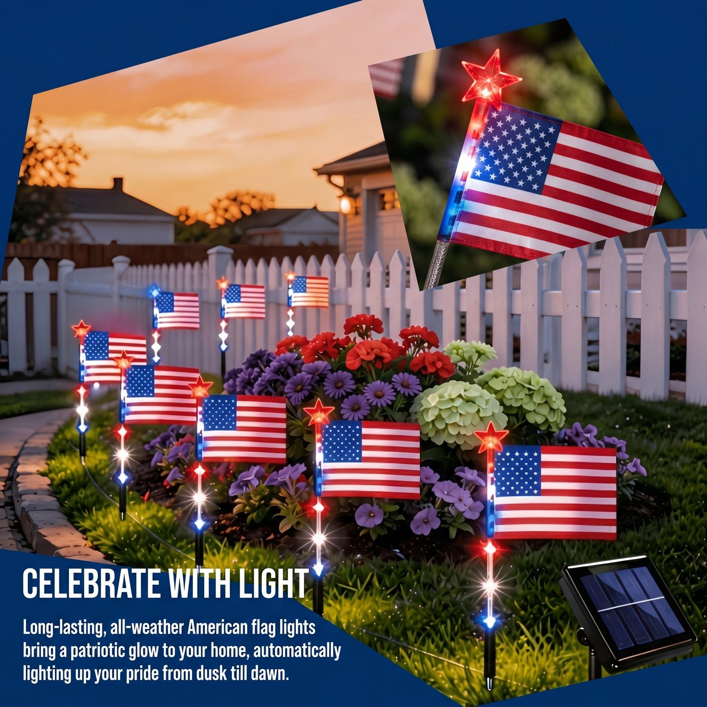 🇺🇸🎆Daphtora® 4th of July Outdoor American Flag Solar Lights🇺🇸