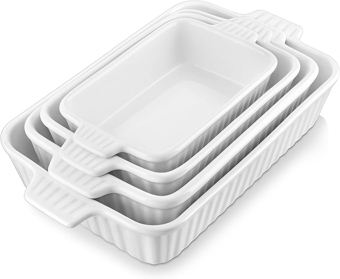 Daphtora® Ceramic Baking Dishes Set - White