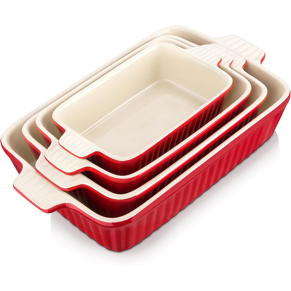 Daphtora® Ceramic Baking Dishes Set - Red