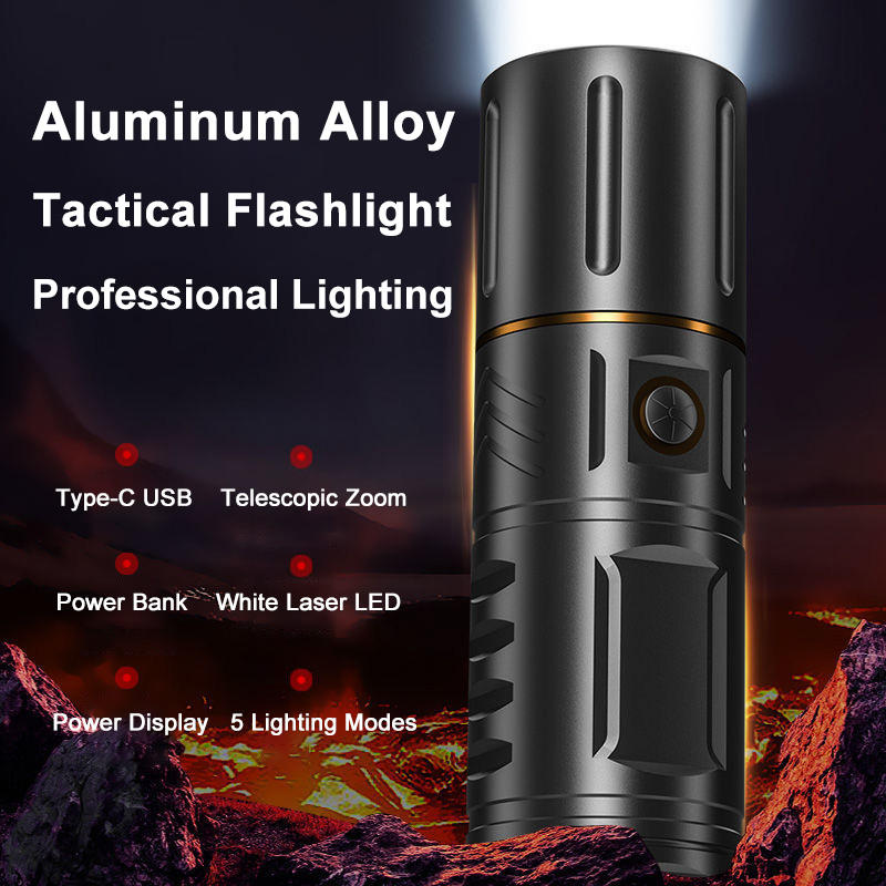 Daphtora® NightPiercerX1 Rechargeable High Lumens IPX6 Waterproof LED Flashlight