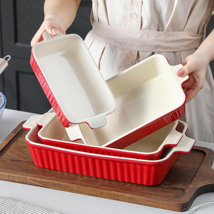 Daphtora® Ceramic Baking Dishes Set - Red