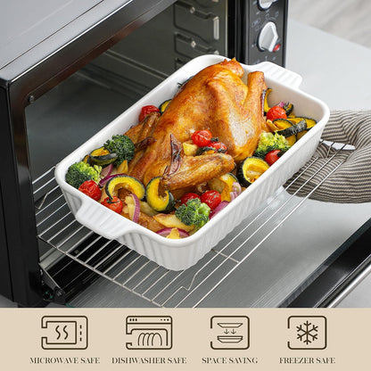 Daphtora® Ceramic Baking Dishes Set - White