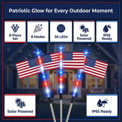 🇺🇸🎆Daphtora® 4th of July Outdoor American Flag Solar Lights🇺🇸