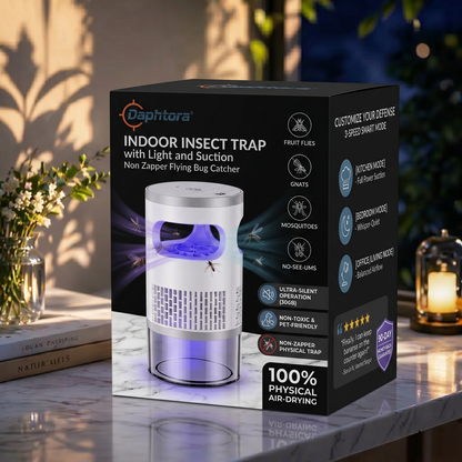 Daphtora® Indoor Insect Trap with Light and Suction Non Zapper Flying Bug Catcher for Home Use