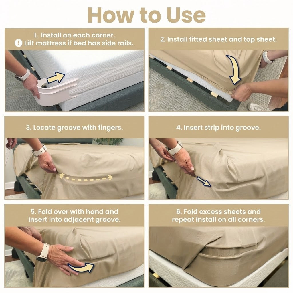 Daphtora® Fitted Bed Sheet Holders Firm Sheet Grip with Invisible Strips💎