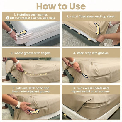 Daphtora® Fitted Bed Sheet Holders Firm Sheet Grip with Invisible Strips💎