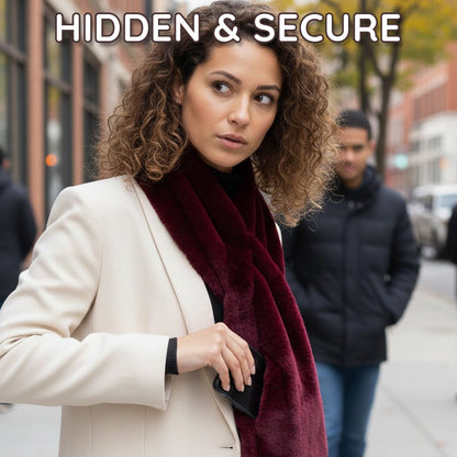 Daphtora® Faux Fur Scarf 𝚠𝚒𝚝𝚑 Secret Zipper Pocket