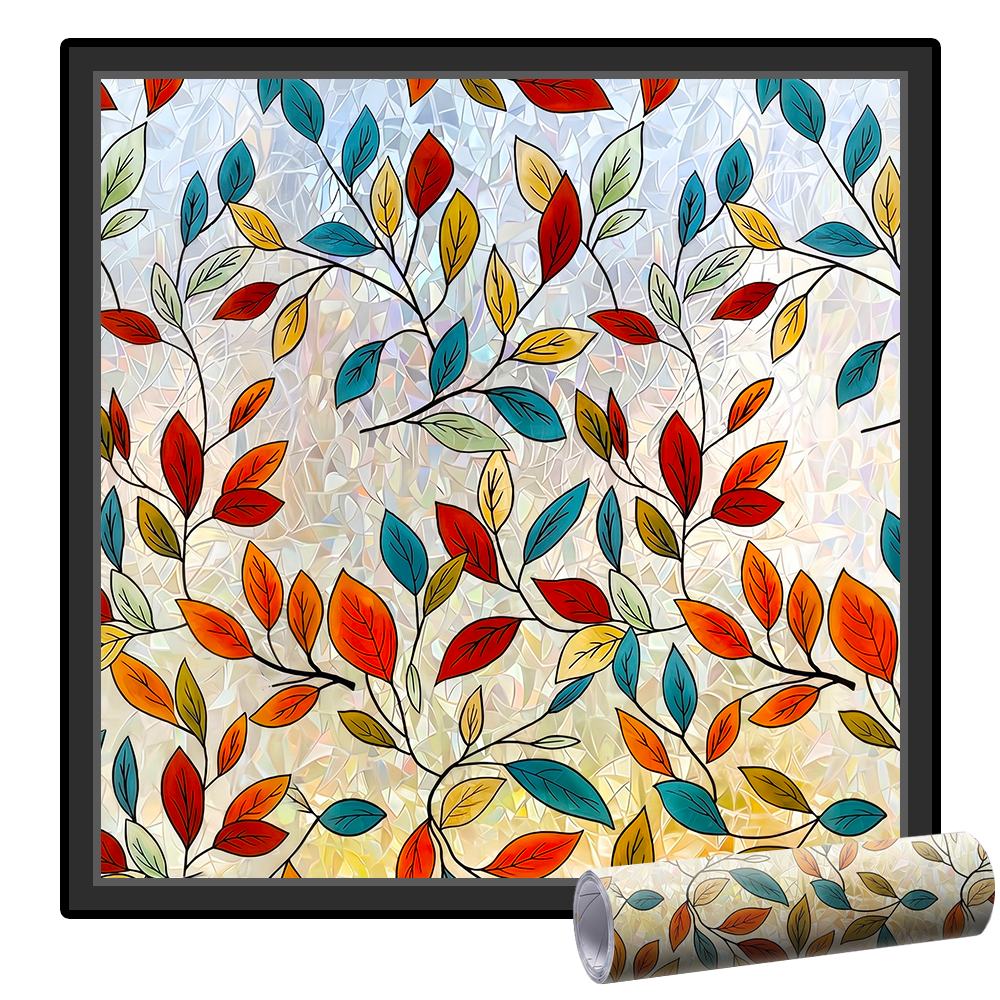 Daphtora® Floral Glass Rainbow Window Film 17.5 x 47.2 Inch