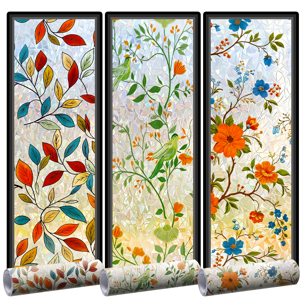 Daphtora® Floral Glass 𝐑𝐚𝐢𝐧𝐛𝐨𝐰 Window Film