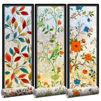 Daphtora® Floral Glass 𝐑𝐚𝐢𝐧𝐛𝐨𝐰 Window Film