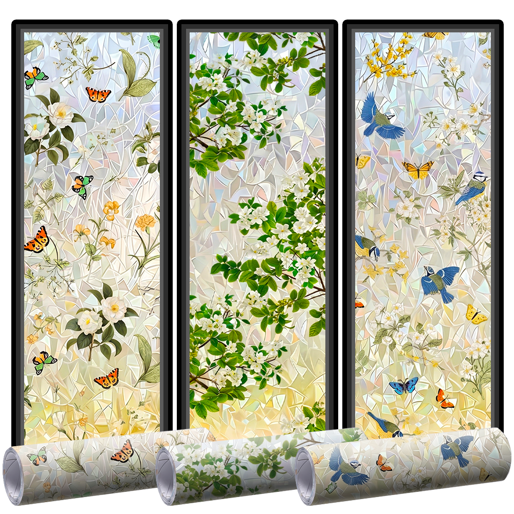 Daphtora® Floral Glass 𝐑𝐚𝐢𝐧𝐛𝐨𝐰 Window Film