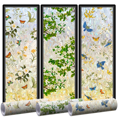 Daphtora® Floral Glass 𝐑𝐚𝐢𝐧𝐛𝐨𝐰 Window Film