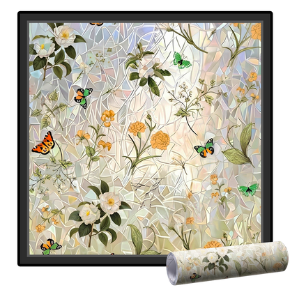 Daphtora® Floral Glass Rainbow Window Film 17.5 x 47.2 Inch