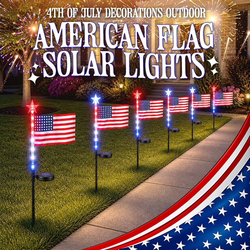 ⭐️Daphtora® 4th of July Outdoor American Flag Solar Lights🇺🇸