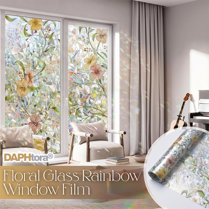 Daphtora® Floral Glass 𝐑𝐚𝐢𝐧𝐛𝐨𝐰 Window Film