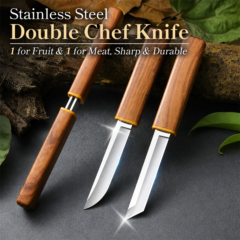Daphtora® Stainless Steel Double Knife🧑‍🍳1 for Fruit, 1 for Meat, Sharp, Durable