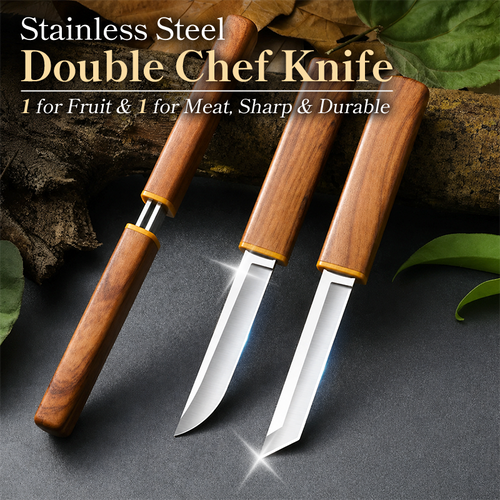 Daphtora® Stainless Steel Double Knife🧑‍🍳1 for Fruit, 1 for Meat, Sharp, Durable