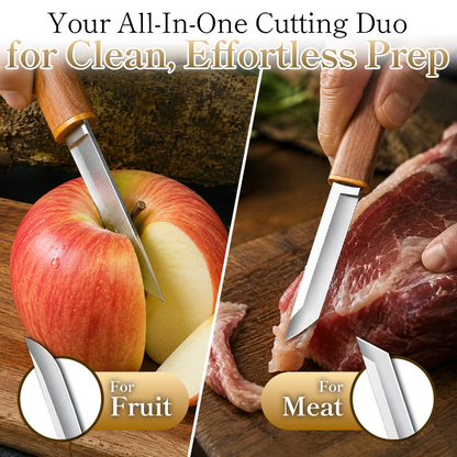 Daphtora® Stainless Steel Double Knife🧑‍🍳1 for Fruit, 1 for Meat, Sharp, Durable