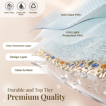 Daphtora® Floral Glass Rainbow Window Film 17.5 x 47.2 Inch
