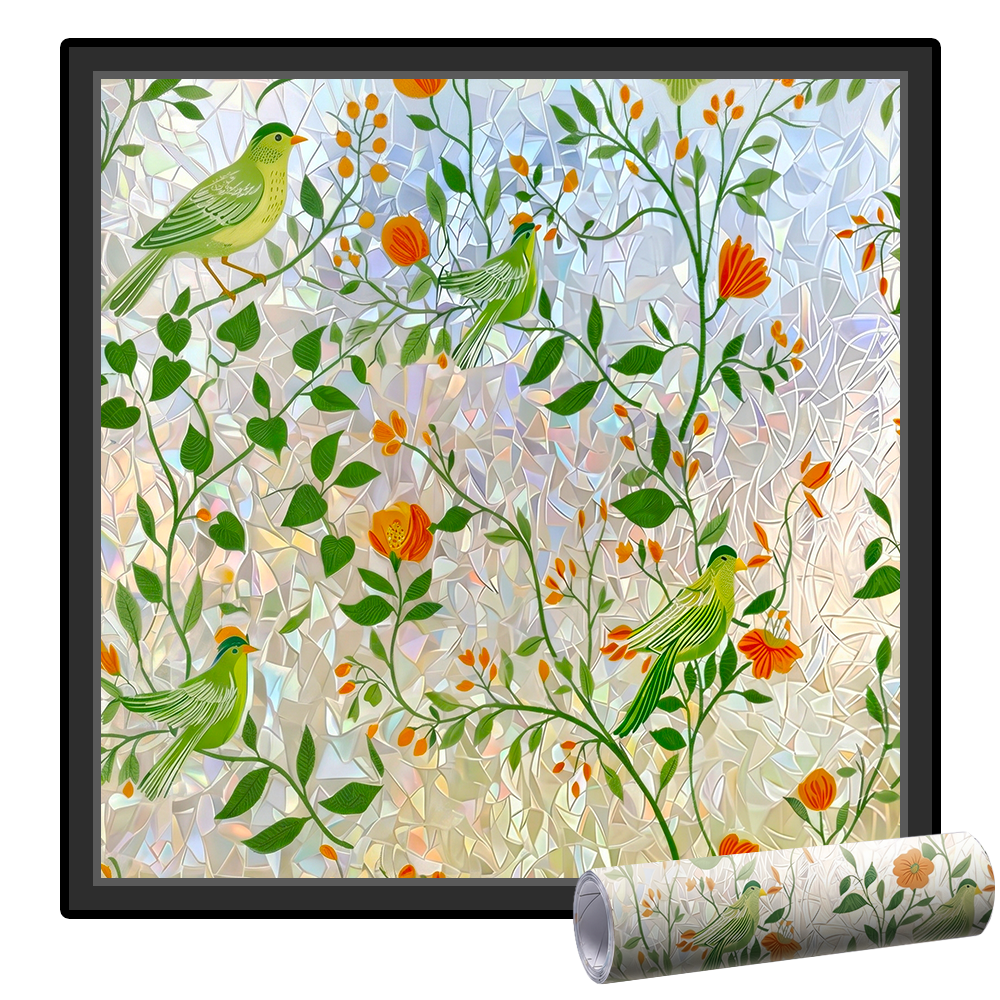 Daphtora® Floral Glass Rainbow Window Film 17.5 x 47.2 Inch