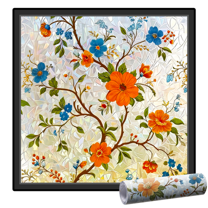 Daphtora® Floral Glass Rainbow Window Film 17.5 x 47.2 Inch