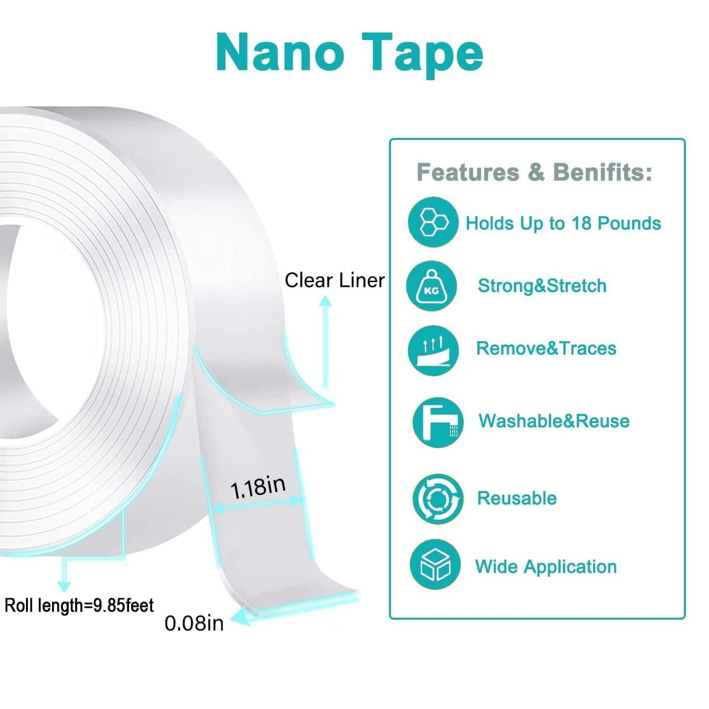 Daphtora® Transparent Magic Nano Tape