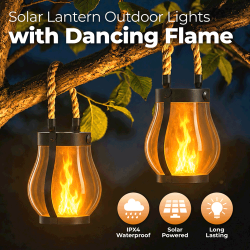 🔥Daphtora® Solar Lantern Outdoor Lights with Dancing Flame