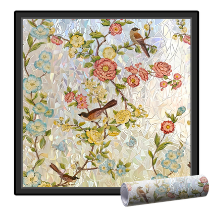 Daphtora® Floral Glass Rainbow Window Film 17.5 x 47.2 Inch