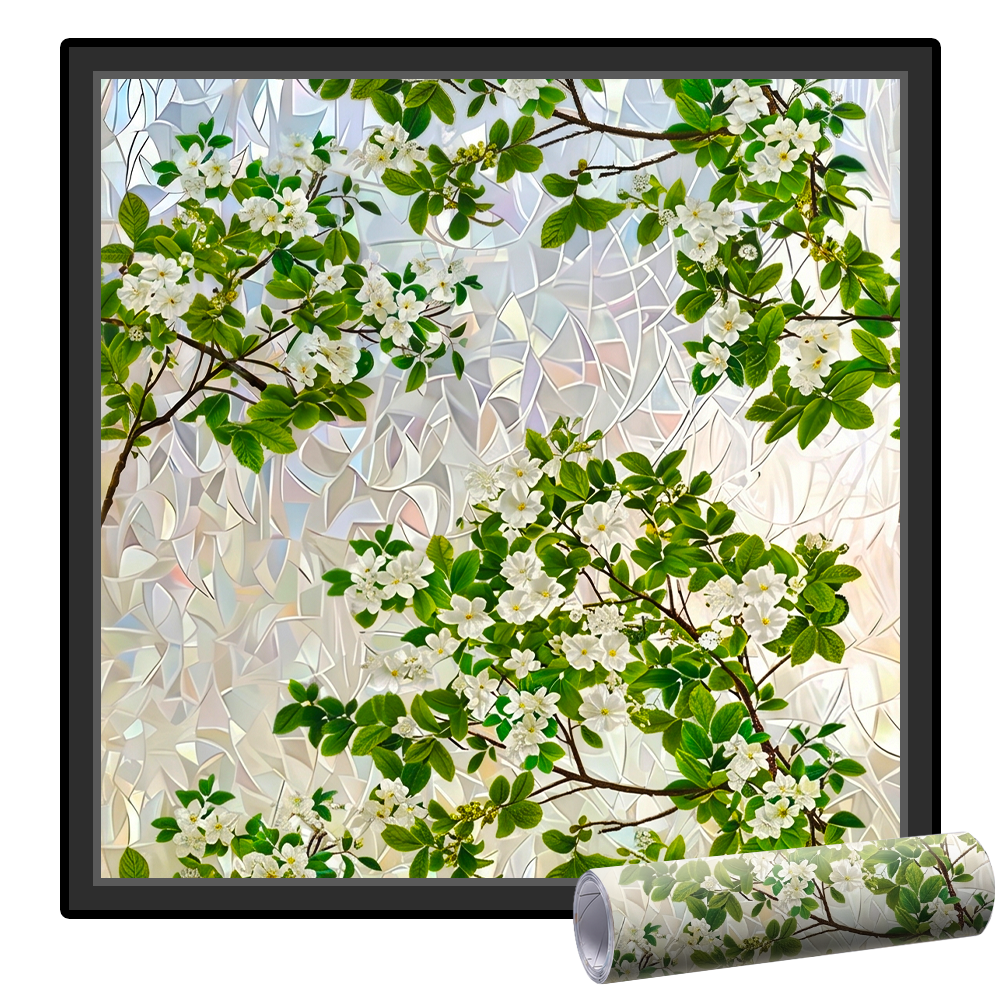 Daphtora® Floral Glass Rainbow Window Film 17.5 x 47.2 Inch