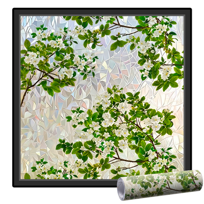 Daphtora® Floral Glass Rainbow Window Film 17.5 x 47.2 Inch