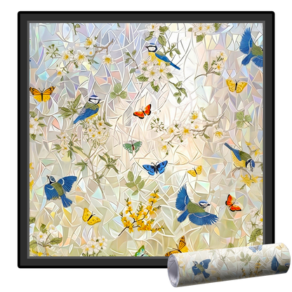 Daphtora® Floral Glass Rainbow Window Film 17.5 x 47.2 Inch