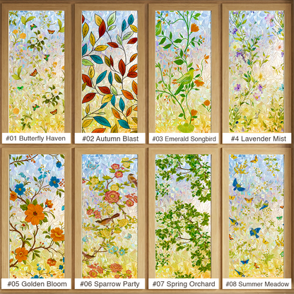 Daphtora® Floral Glass Rainbow Window Film 17.5 x 47.2 Inch