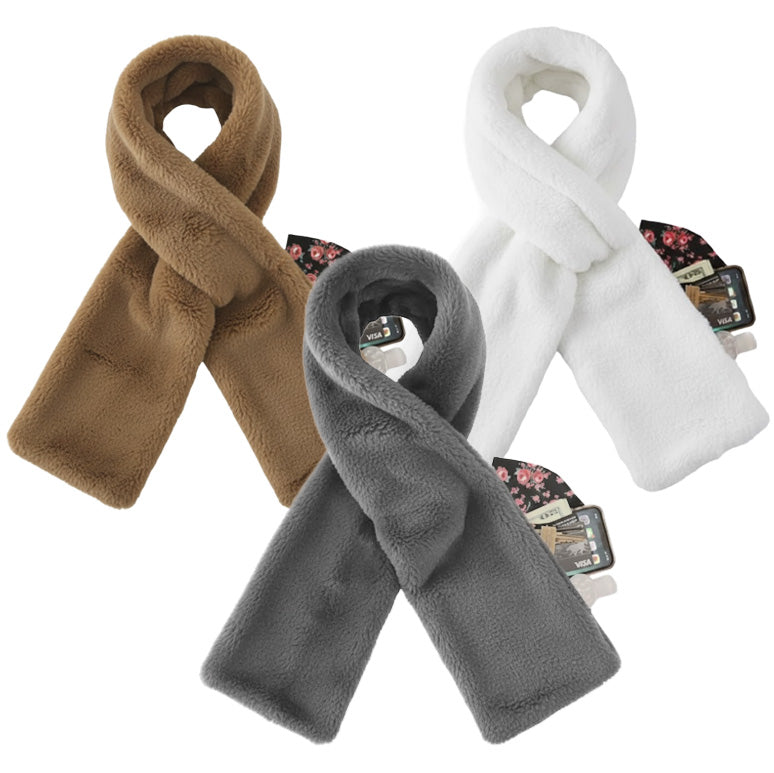 Daphtora® Faux Fur Scarf 𝚠𝚒𝚝𝚑 Secret Zipper Pocket