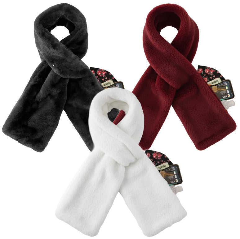 Daphtora® Faux Fur Scarf 𝚠𝚒𝚝𝚑 Secret Zipper Pocket