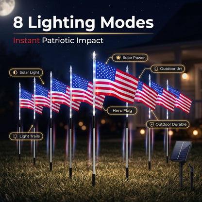 🇺🇸🎆Daphtora® 4th of July Outdoor American Flag Solar Lights🇺🇸