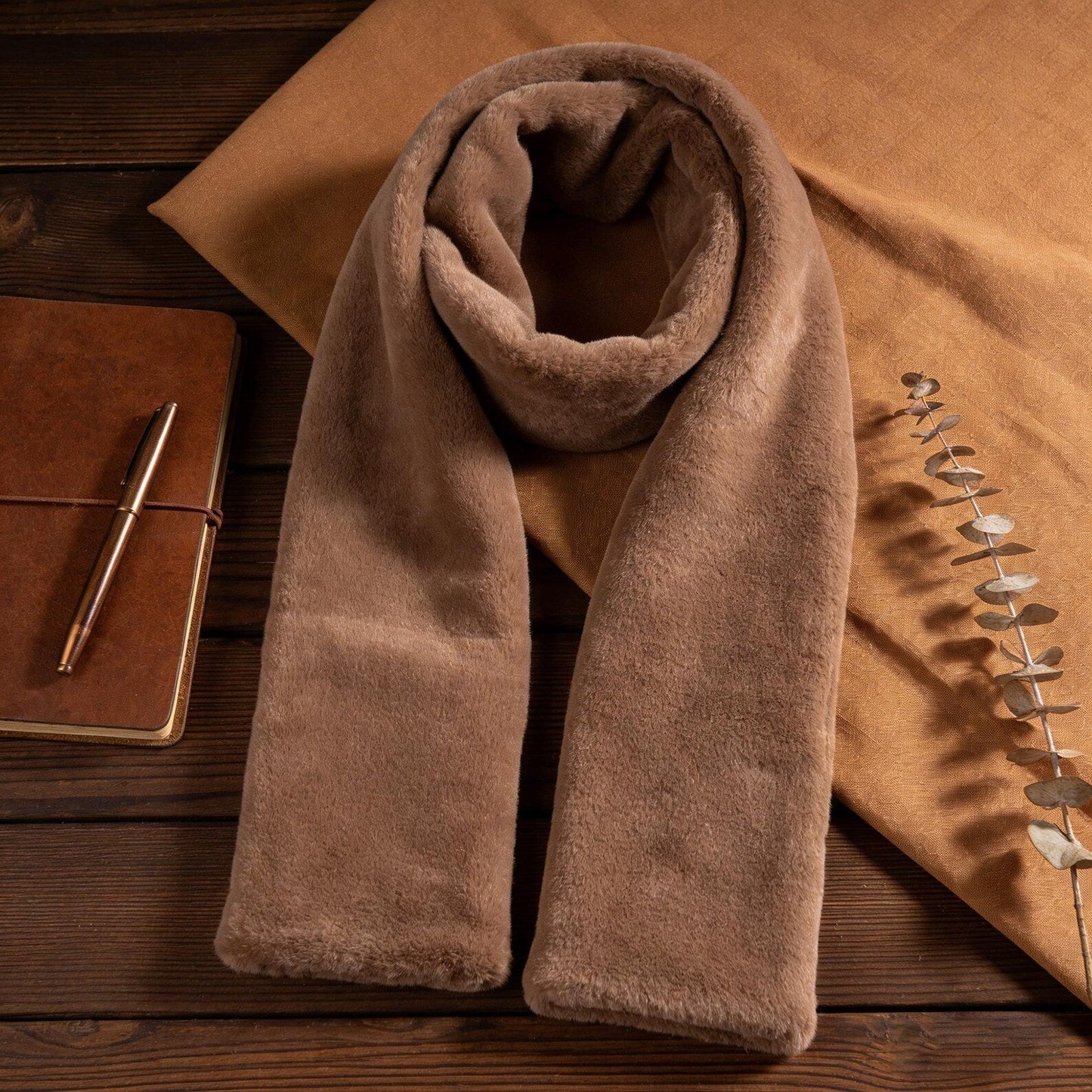 Daphtora® Faux Fur Scarf 𝚠𝚒𝚝𝚑 Secret Zipper Pocket